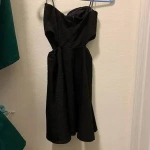 Forever 21 Little Black Dress A-line Satin Skater Dress Sz S Black LBD